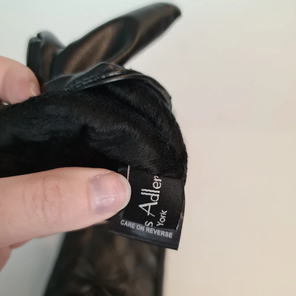 Women's Marcus Adler Quilted Leather Fleece Lined Gloves Buttery Soft Bow Black‎